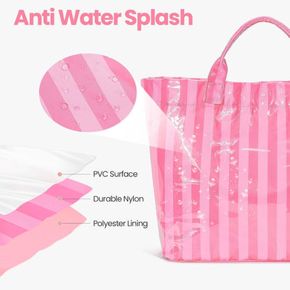 Striped PVC Tote Bag Large Glossy