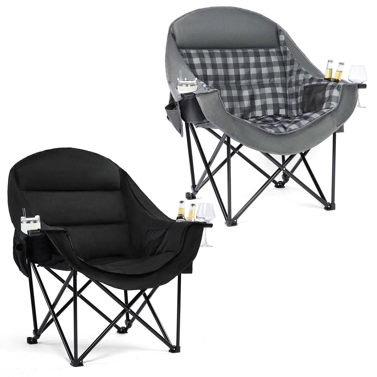 Oversized Camping Chairs for Adults - Heavy Duty Padded Outdoor Camp Chair