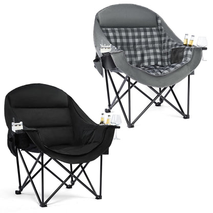 Oversized Camping Chairs for Adults - Heavy Duty Padded Outdoor Camp Chair