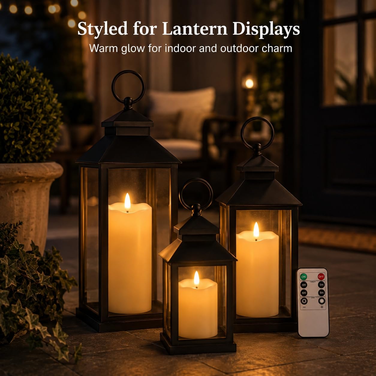 ANGELLOONG Gold Candles for Bathroom Decor, Glass Flameless Candles with Remote, Battery Operated LED Pillar Fake Candles with Timer for Christmas Home Fireplace Mantle Fall Decor