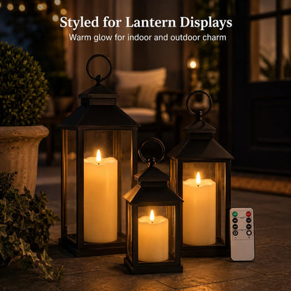 ANGELLOONG Gold Candles for Bathroom Decor, Glass Flameless Candles with Remote, Battery Operated LED Pillar Fake Candles with Timer for Christmas Home Fireplace Mantle Fall Decor