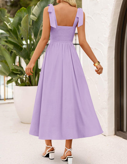 ZESICA Women's Summer Tie Shoulder Wedding Guest Maxi Dress