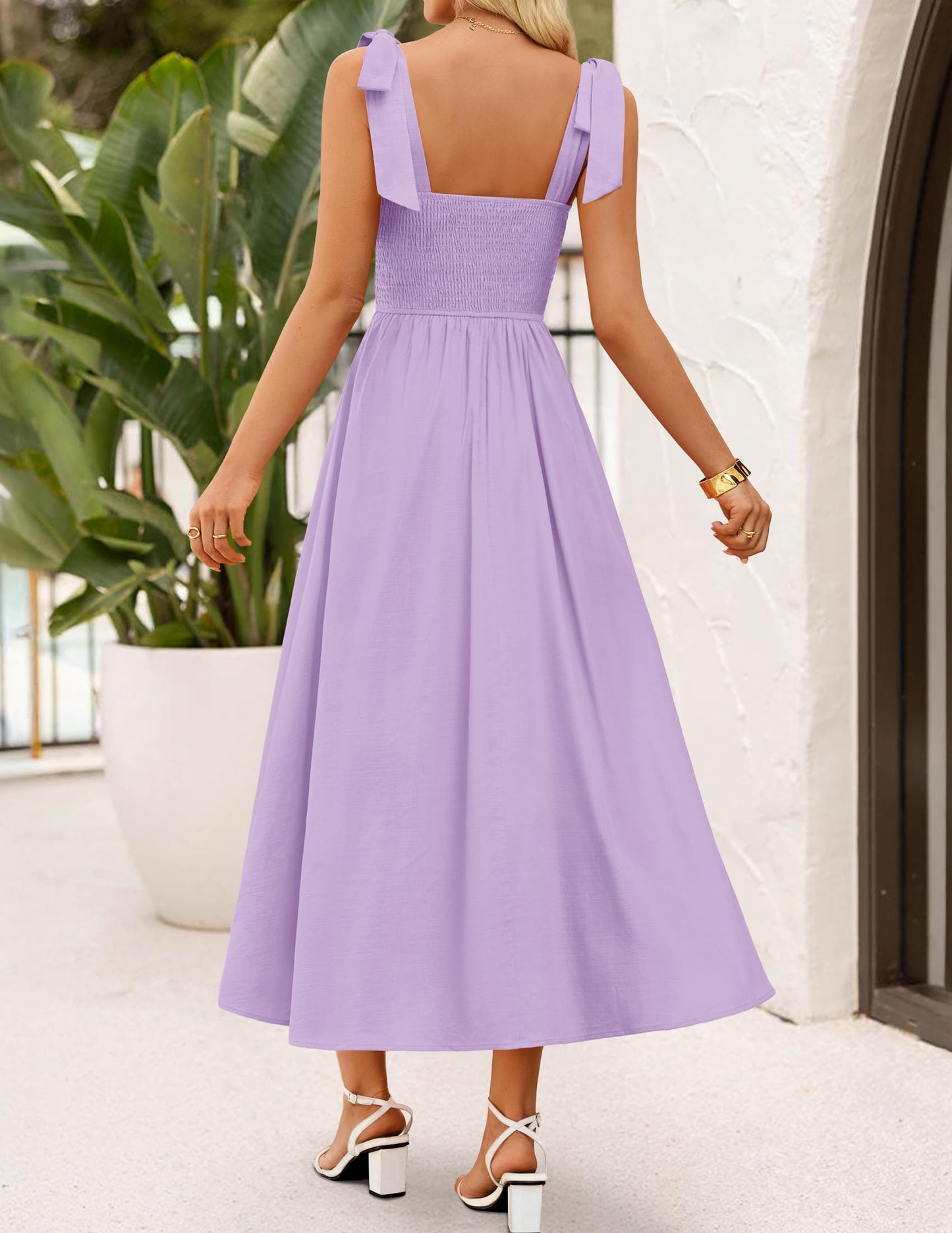 ZESICA Women's Summer Tie Shoulder Wedding Guest Maxi Dress