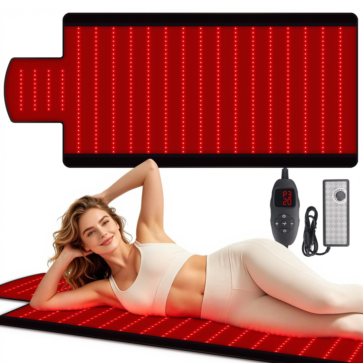 Red Light Therapy Mat for Full Body, 76.8'' X 33.4'' Red Light Therapy Blanket, 1370 (660nm & 850nm) LEDs for Home Use, 3 Modes & Adjustable Timer, Premium Leather