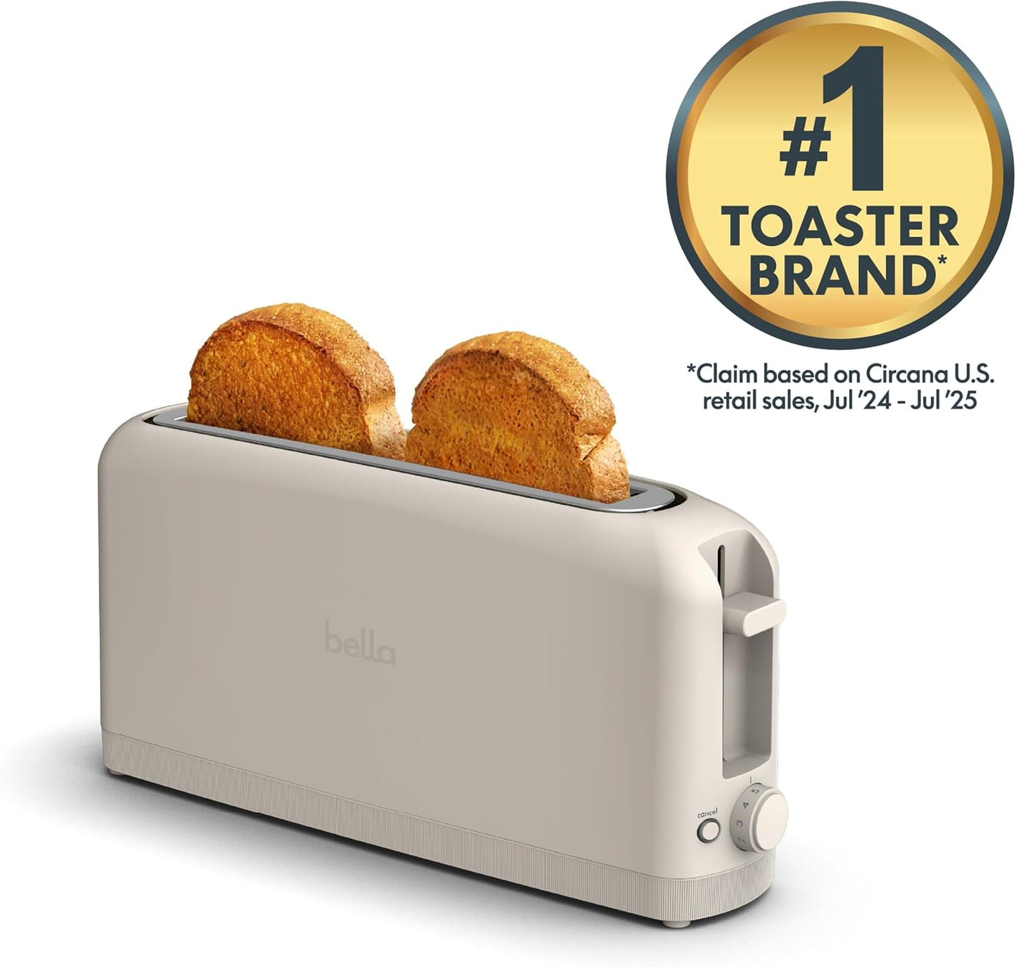 bella 2 Slice Slim Toaster, Fits-anywhere™ Kitchenware, 6 Setting Shade Control with Reheat & Cancel Buttons, Fits sourdough, 10” Long Slot, Anti Jam & Auto Shutoff, 900 Watt, Blossom