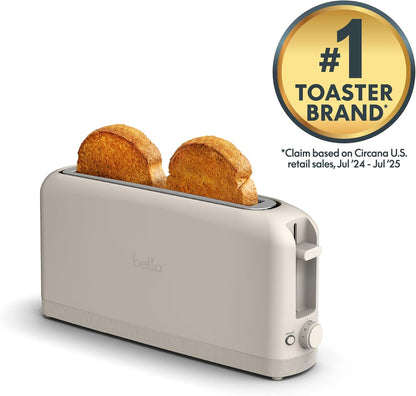 bella 2 Slice Slim Toaster, Fits-anywhere™ Kitchenware, 6 Setting Shade Control with Reheat & Cancel Buttons, Fits sourdough, 10” Long Slot, Anti Jam & Auto Shutoff, 900 Watt, Blossom