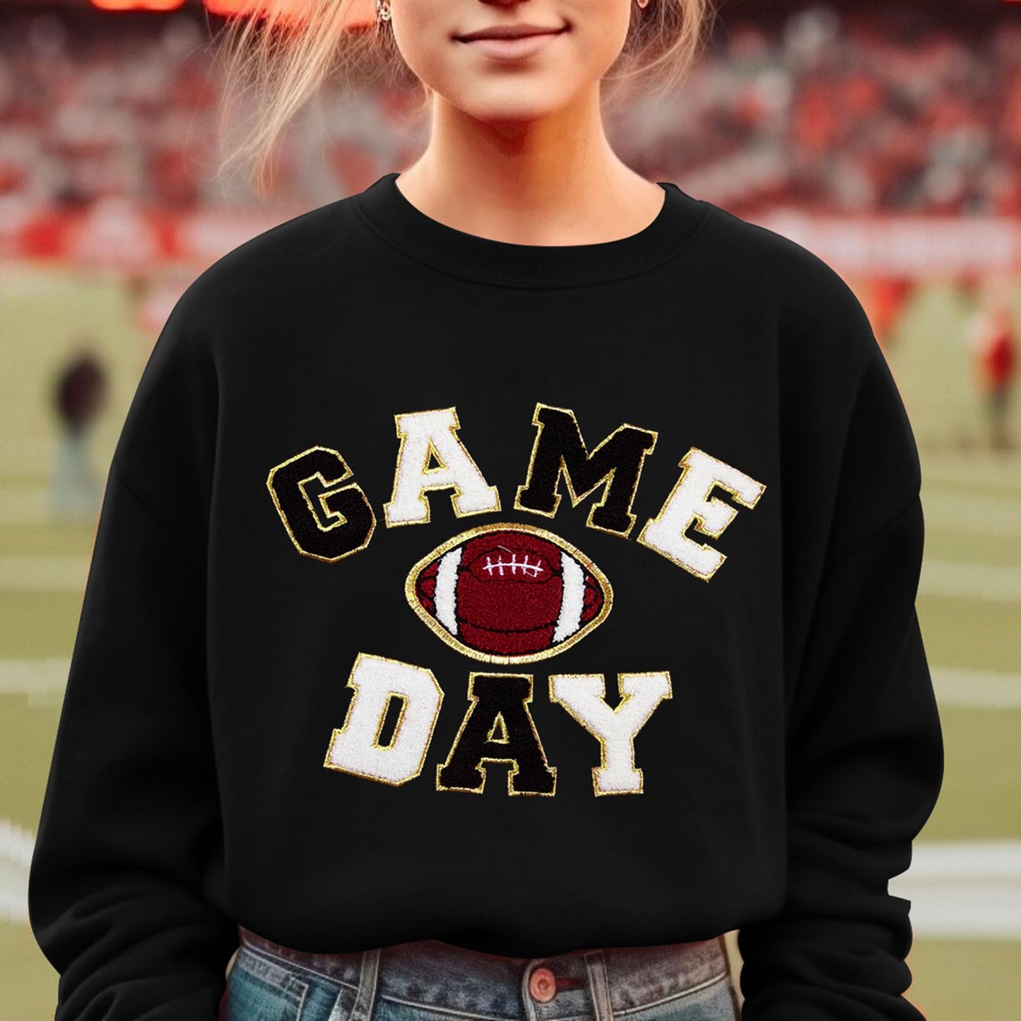 FLOYU Women Sunday Funday Sweatshirt Cute Football Graphic Pullover Game Day Weekend Tops Casual Football Season Shirt
