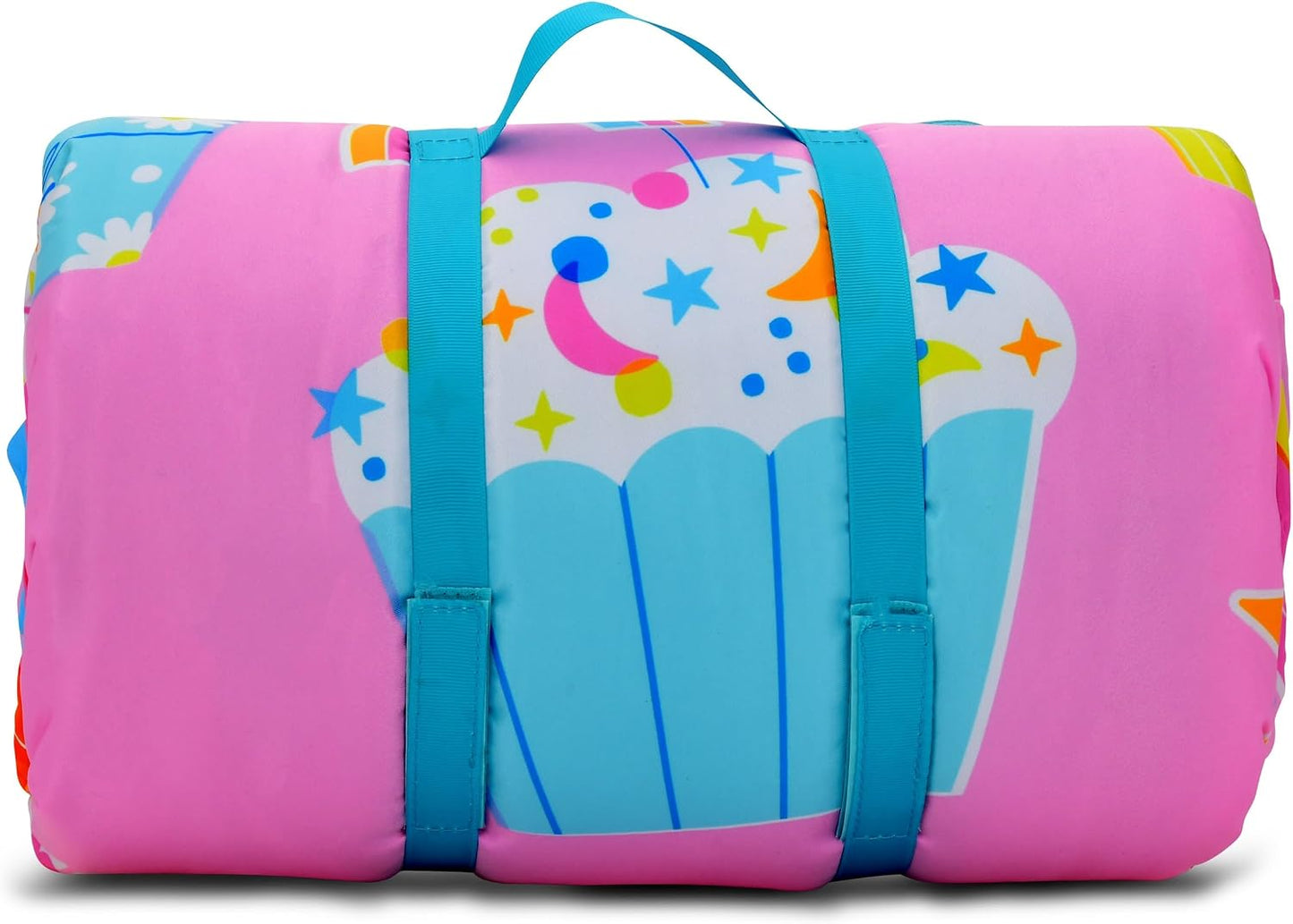 iscream Soft Cozy Fleece-Lined Fun Print Girls Sleeping Bag with Pillow | Snuggly, Integrated Handles, All Rolls Together for Ease, Machine Wash, 55" x 25", Fits Ages 4 to 10, Slumber Party Perfect