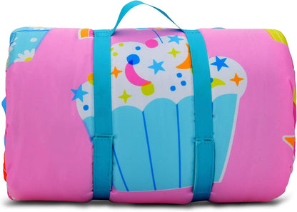 iscream Soft Cozy Fleece-Lined Fun Print Girls Sleeping Bag with Pillow | Snuggly, Integrated Handles, All Rolls Together for Ease, Machine Wash, 55" x 25", Fits Ages 4 to 10, Slumber Party Perfect