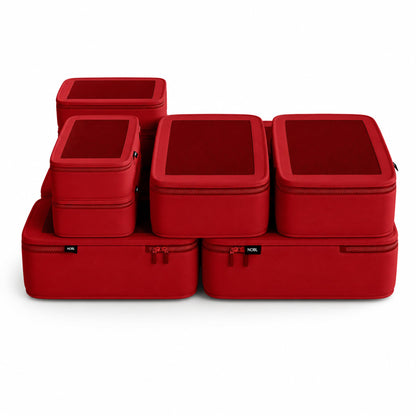 NOBL Travel Compression Packing Cubes Set of 6 Luggage Organizers, Hot Pink