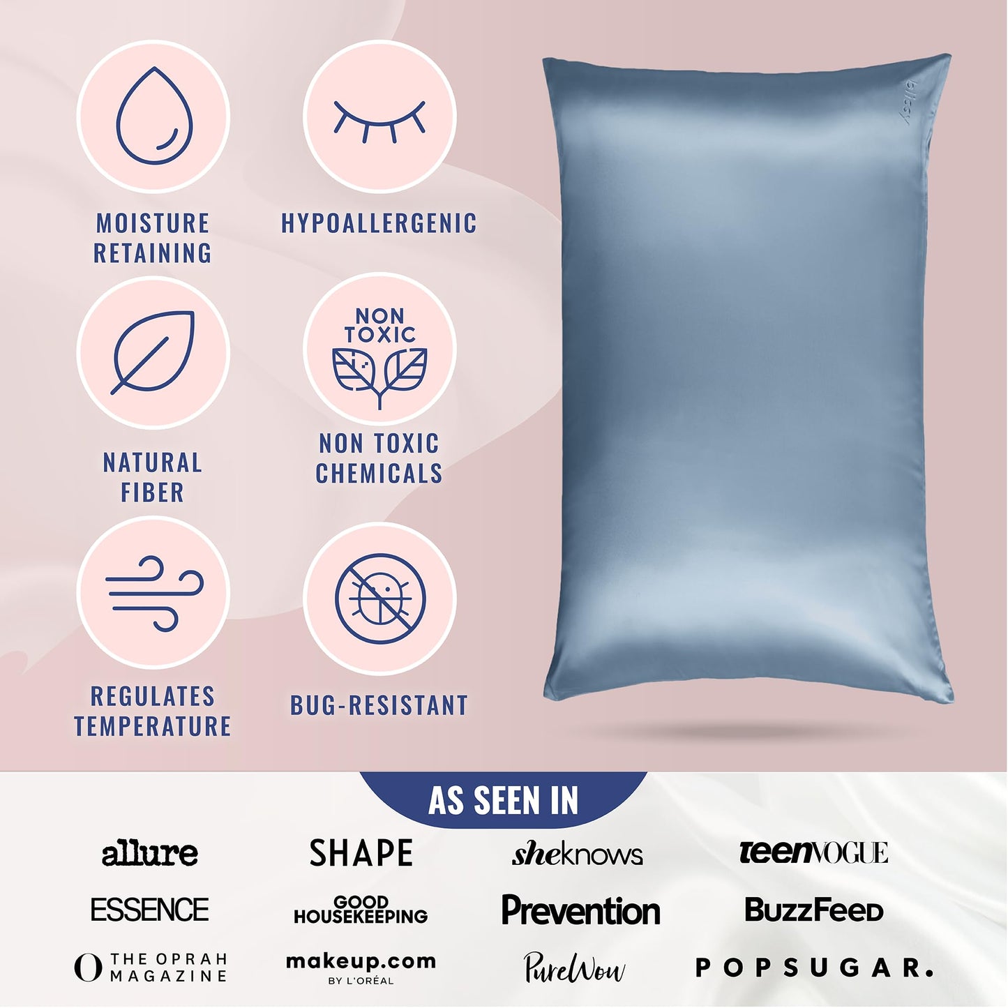 Blissy Silk Pillowcase - 100% Pure Mulberry Silk