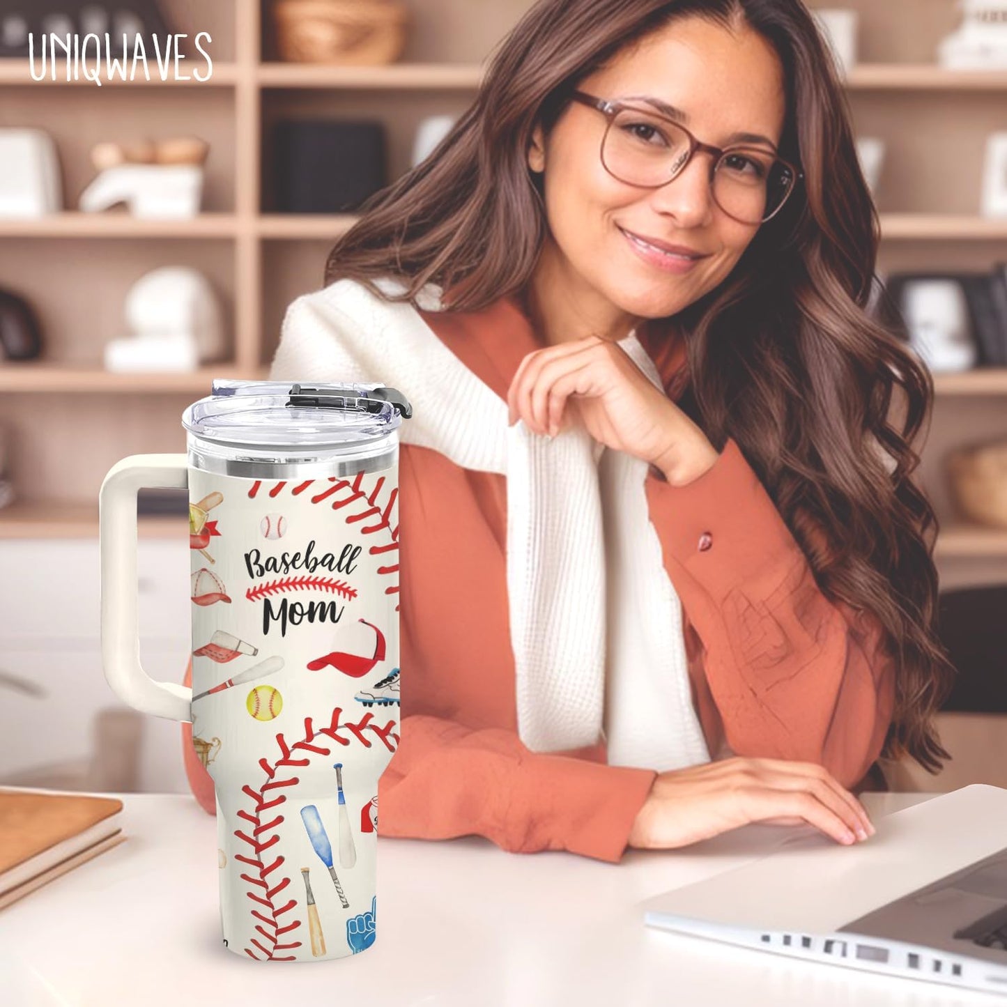 40oz Baseball Mom Tumbler, Christmas Holiday Gifts for Baseball Lovers