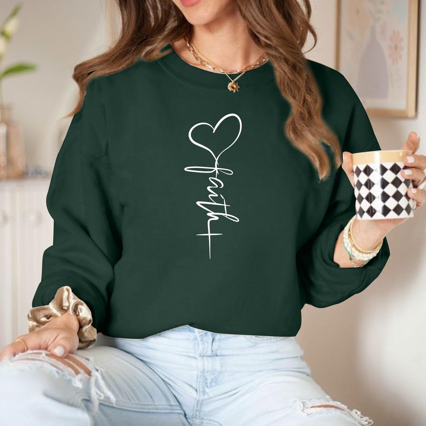 KIEKIECOO Faith Christian Sweatshirts