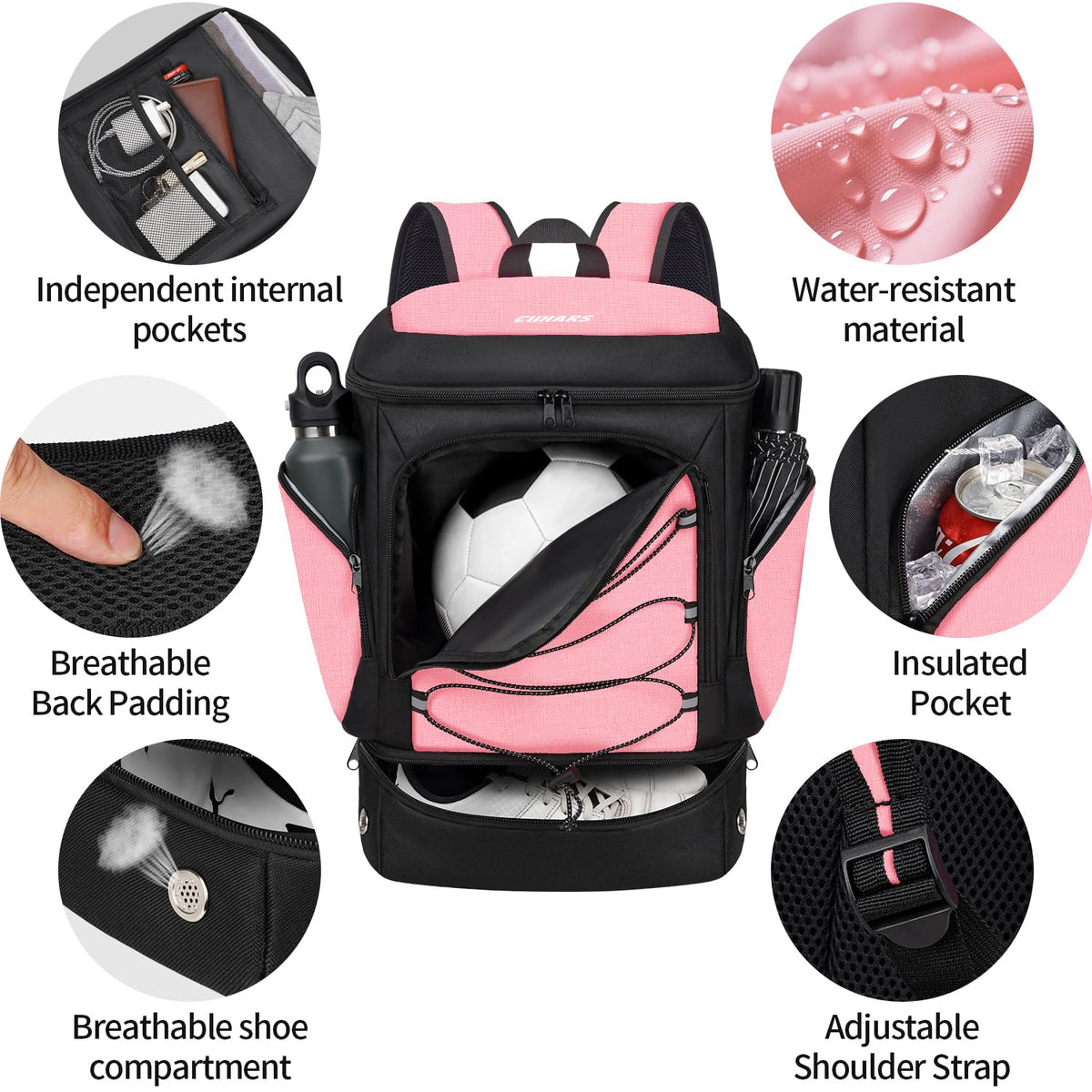 Soccer Backpack,Soccer Bag with Ball Holder and Shoe Compartment