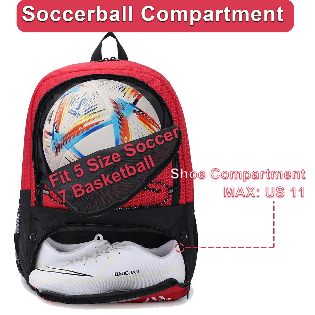 Hsmihair Soccer Bag,Youth Soccer Backpack with Ball and Cleat Compartment