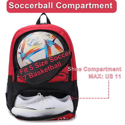 Hsmihair Soccer Bag,Youth Soccer Backpack with Ball and Cleat Compartment