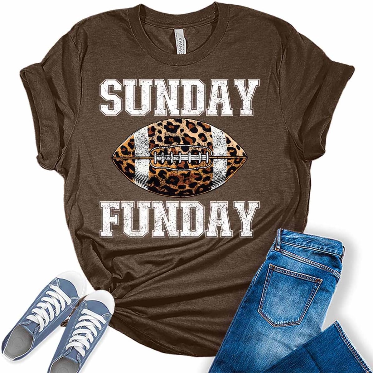 Football Shirts for Women Touchdown Season Tshirt Cute Leopard Bleach Print Fall Graphic Tees