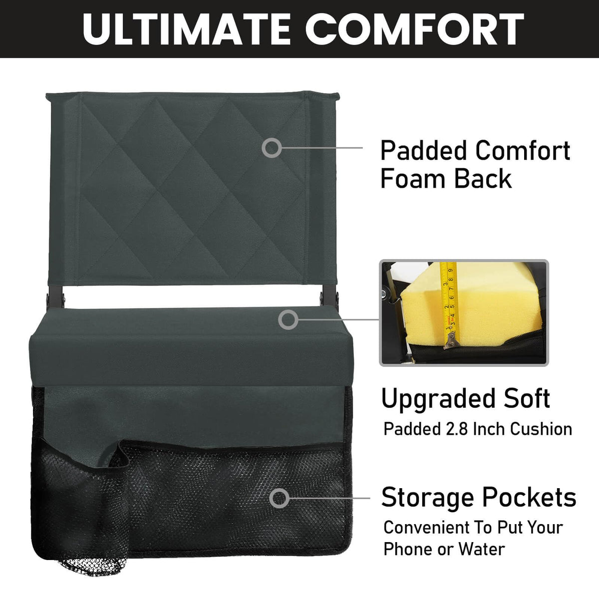 Sheenive Stadium Seats with Back Support, Padded Bleacher Seat Cushion