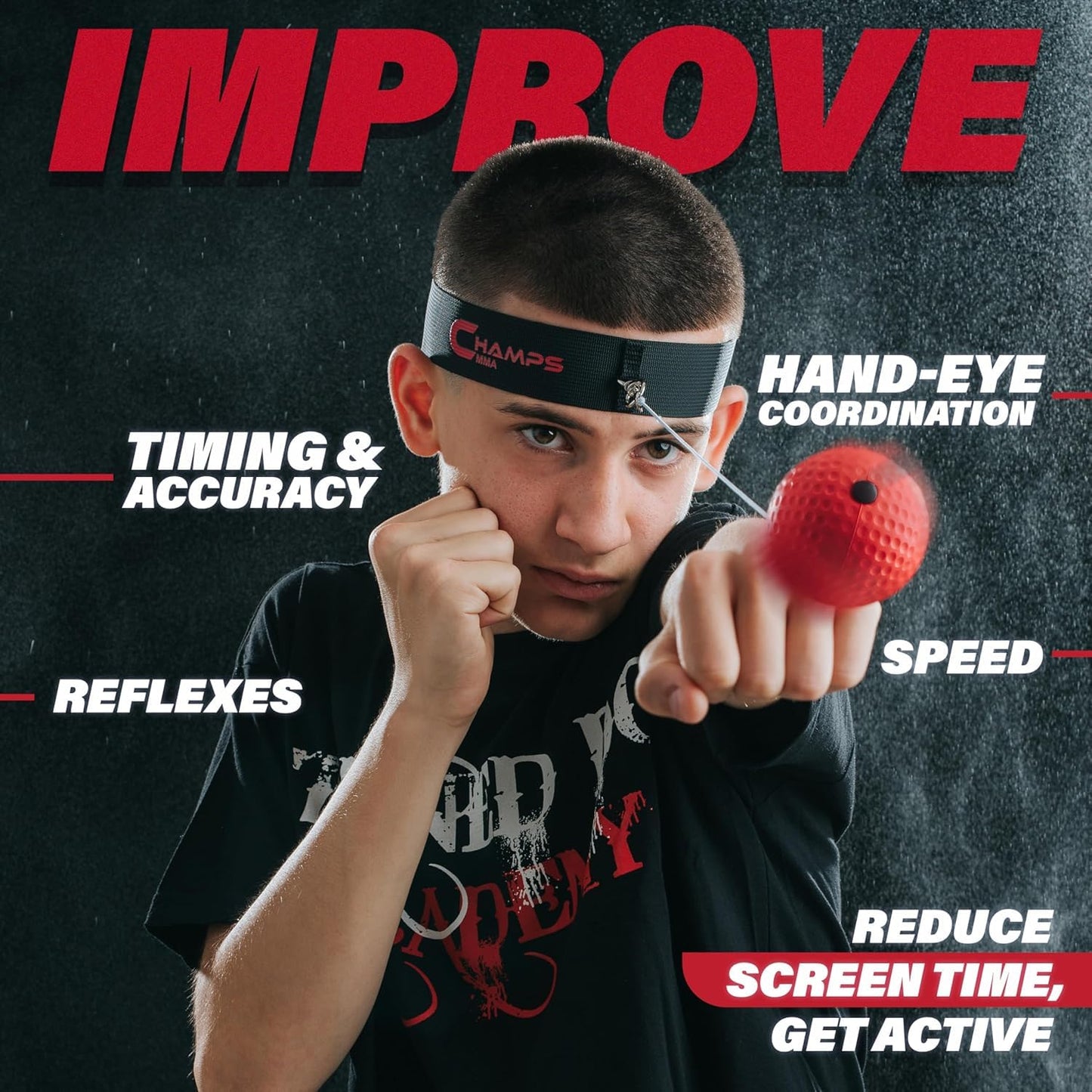 Champs MMA Boxing Reflex Ball Set with Punch Counter App – Hand-Eye Coordination & Speed Training Kit