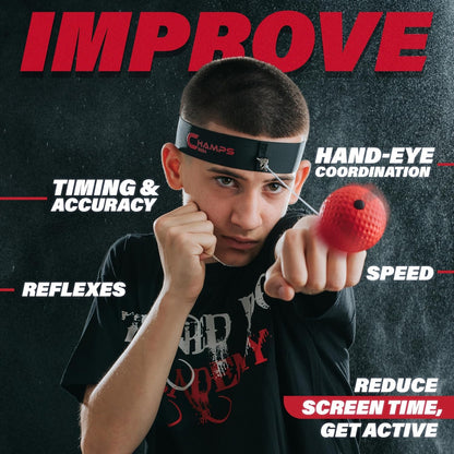 Champs MMA Boxing Reflex Ball Set with Punch Counter App – Hand-Eye Coordination & Speed Training Kit