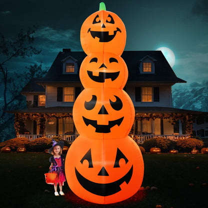 12FT Giant Halloween Inflatable Pumpkin, Blow up Halloween Decoration Built-in 6 LED and Flashing Light for Halloween Decoration Outdoor Indoor Home Party Supplies Halloween Lawn Decor