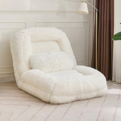 Upholstered Convertible Lounge Chair with 2 Soft Pillows