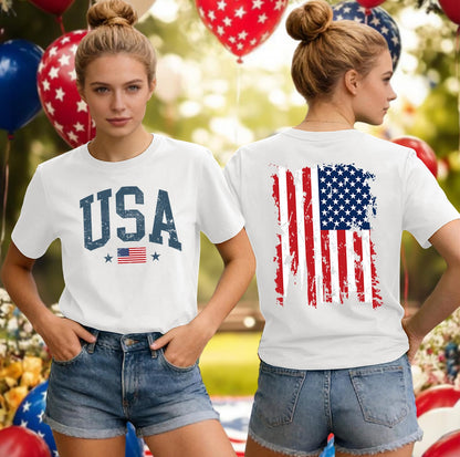 American Flag Shirts for Women 4th of July T-Shirts USA Graphic Tees Casual Blouse Tops