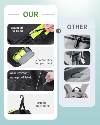 sportsnew Waterproof Pickleball Bag Men Women W/Shoe Compartment Fence Hook
