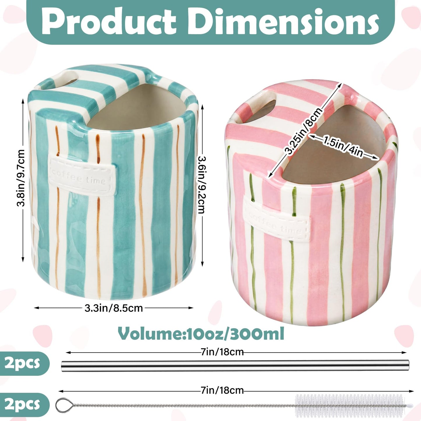 2 Pack Ceramic Mug with Sip Hole,