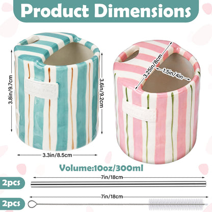 2 Pack Ceramic Mug with Sip Hole,
