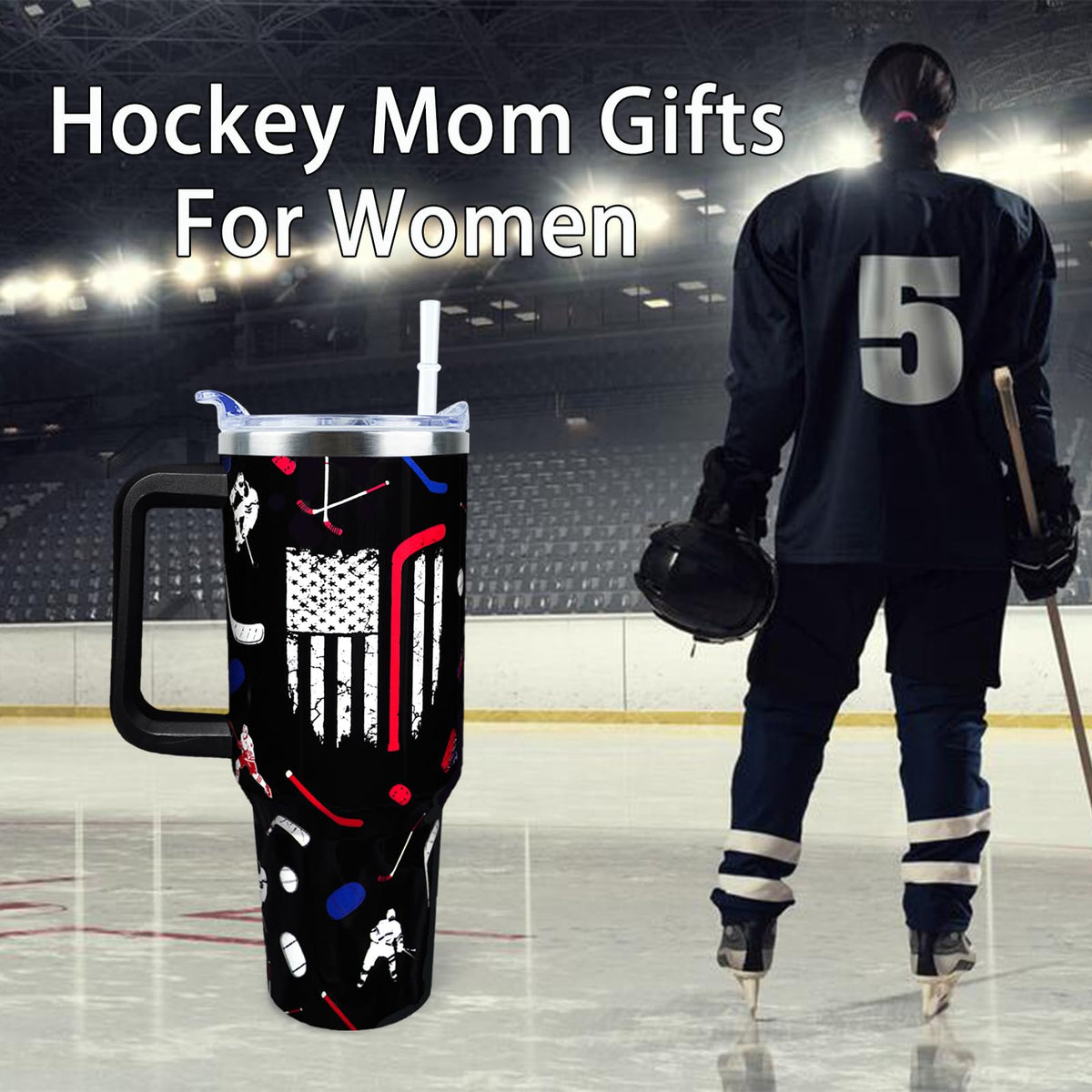 Baseball Mom 40 oz Tumbler with Handle and Straw Lid Leak Proof