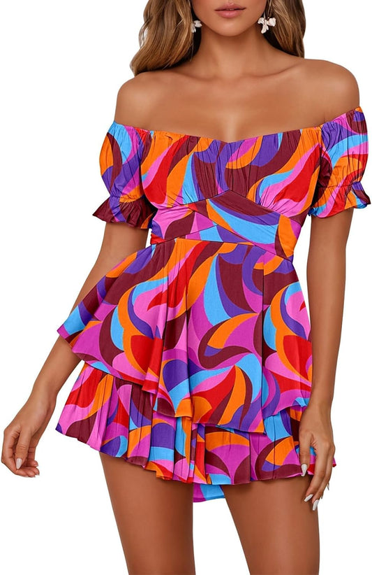 Fixmatti Women's Color Block Romper