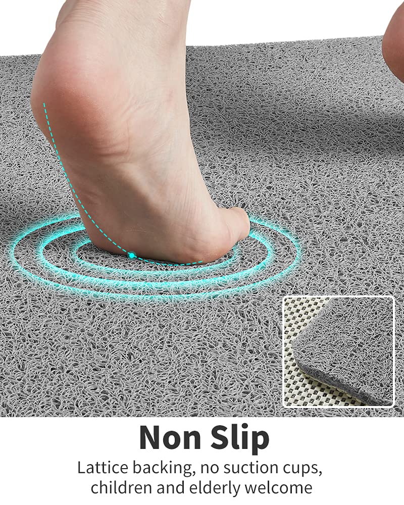 Non Slip Shower Mat, Comfortable Bath mat for Textured Surface,Quick Drying Easy Cleaning Shower Floor Mat for Wet Area,Without Suction Cups Pink 24 x 24