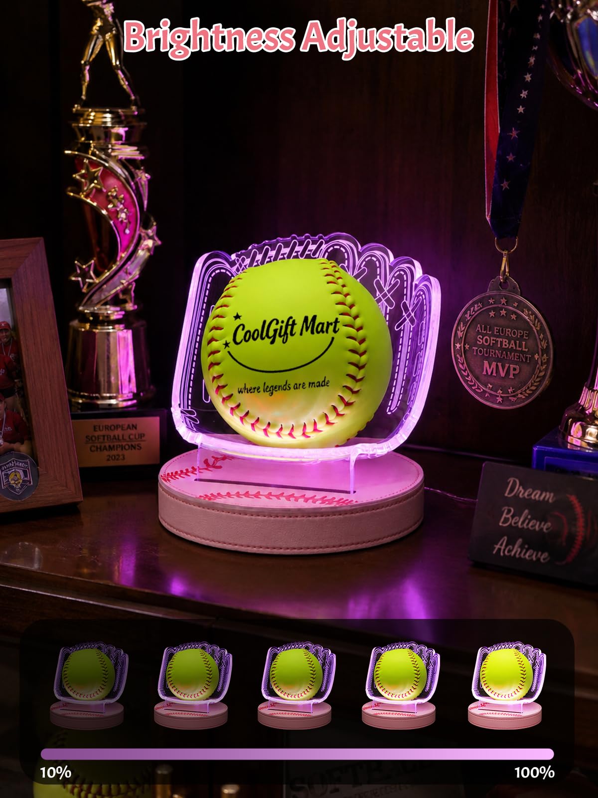 CoolGift Mart Light Up Baseball Glove Display Stand