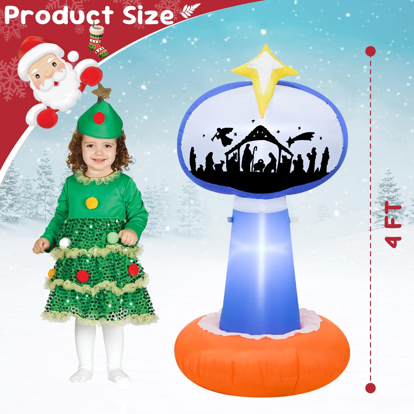 TRMESIA 8 Feet Jesus Birth Decoration Indoor Outdoor Inflatable Nativity Scene with LED Lights, Christmas Garden Lawn Decoration, Blow up Xmas Decor, Holiday Celebrations and Parties