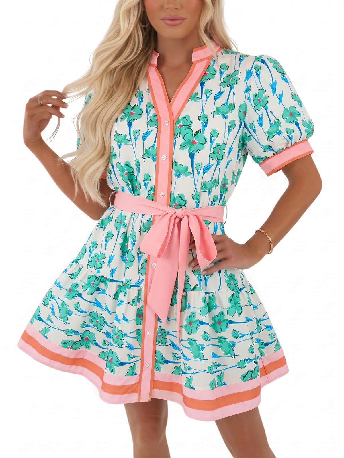 Wenrine Womens Summer Floral Mini Dress