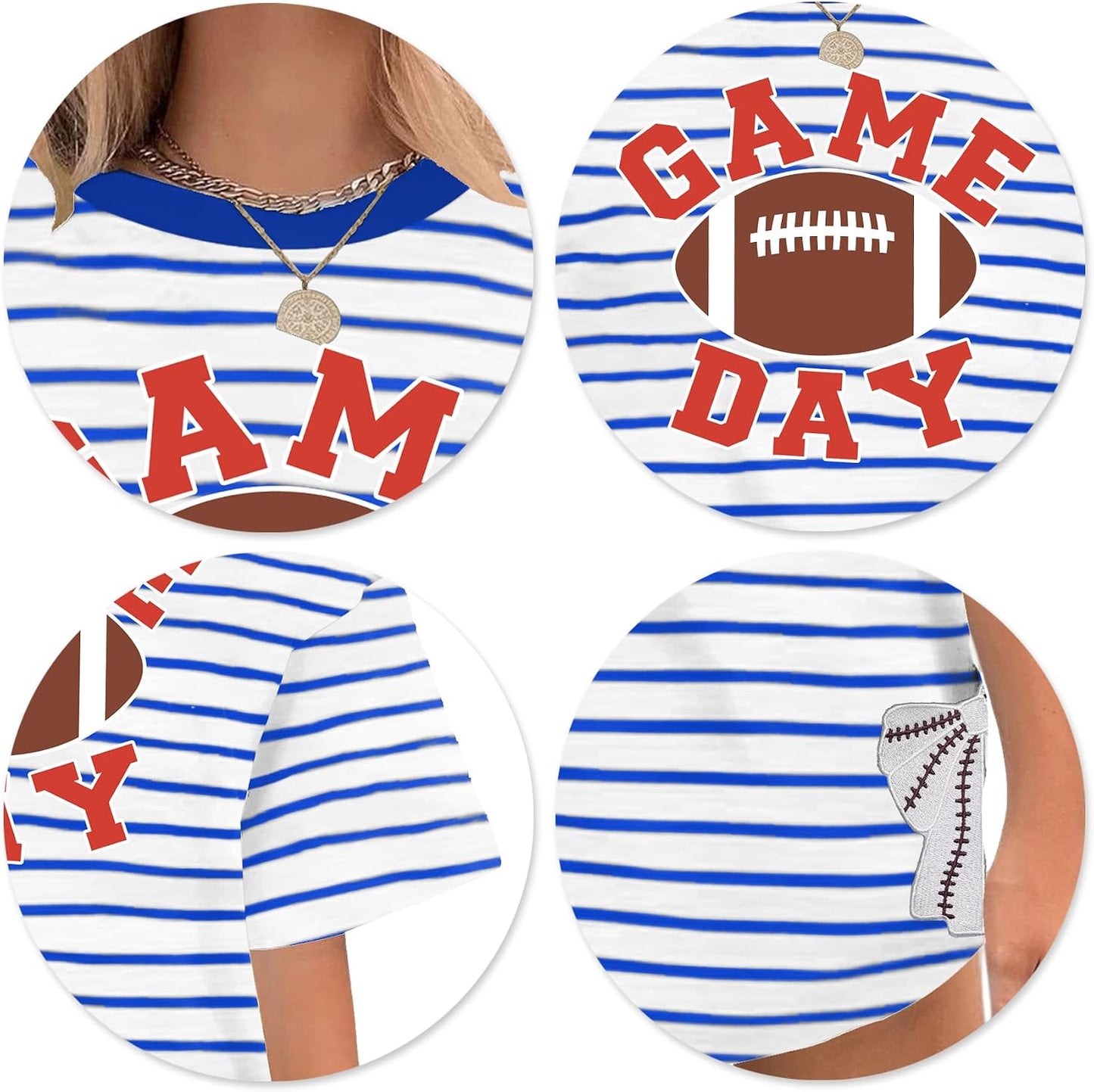 Football Shirts for Women Oversize Game Day T-Shirts Bow Side Split T-Shirt | Football Season Graphic Tee Tops Oversize Football Graphic Short Sleeve Tee Top