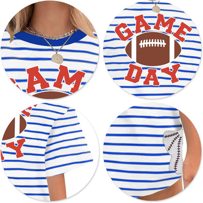 Football Shirts for Women Oversize Game Day T-Shirts Bow Side Split T-Shirt | Football Season Graphic Tee Tops Oversize Football Graphic Short Sleeve Tee Top