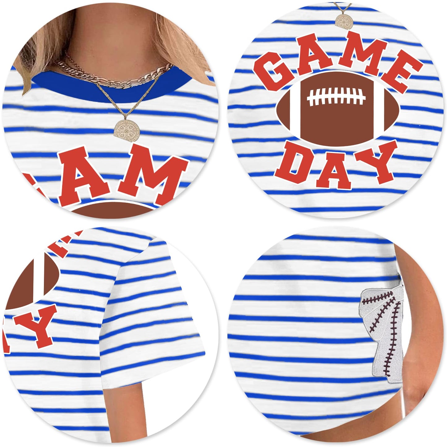 Football Shirts for Women Oversize Game Day T-Shirts Bow Side Split T-Shirt | Football Season Graphic Tee Tops Oversize Football Graphic Short Sleeve Tee Top