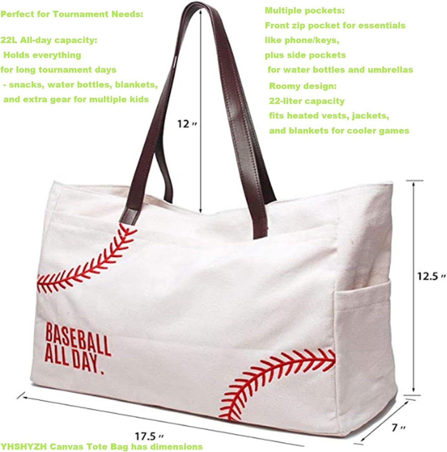 Canvas Tote Bag Baseball Mom Bag Sports Mom Must Haves Baseball Gifts