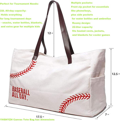 Canvas Tote Bag Baseball Mom Bag Sports Mom Must Haves Baseball Gifts