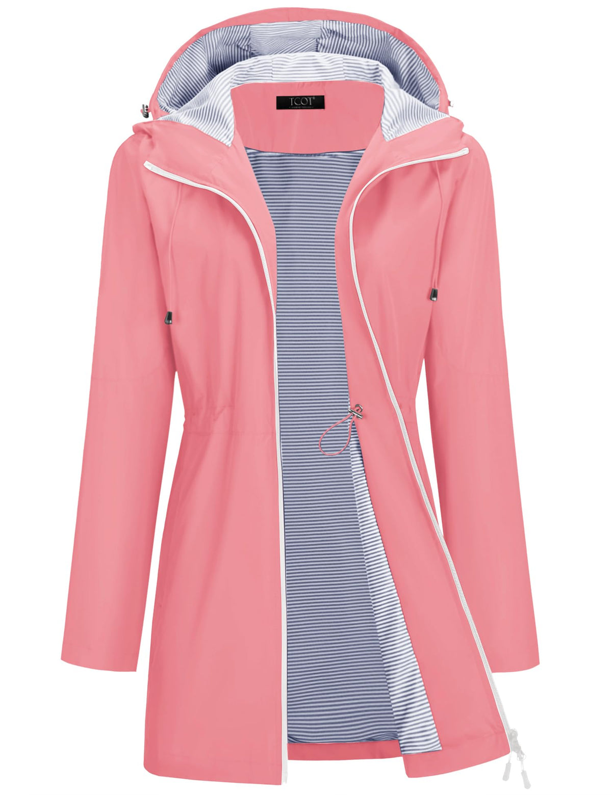 TCOT Rain Jacket Women Lined Raincoats Waterproof Hooded Long Trench Coat