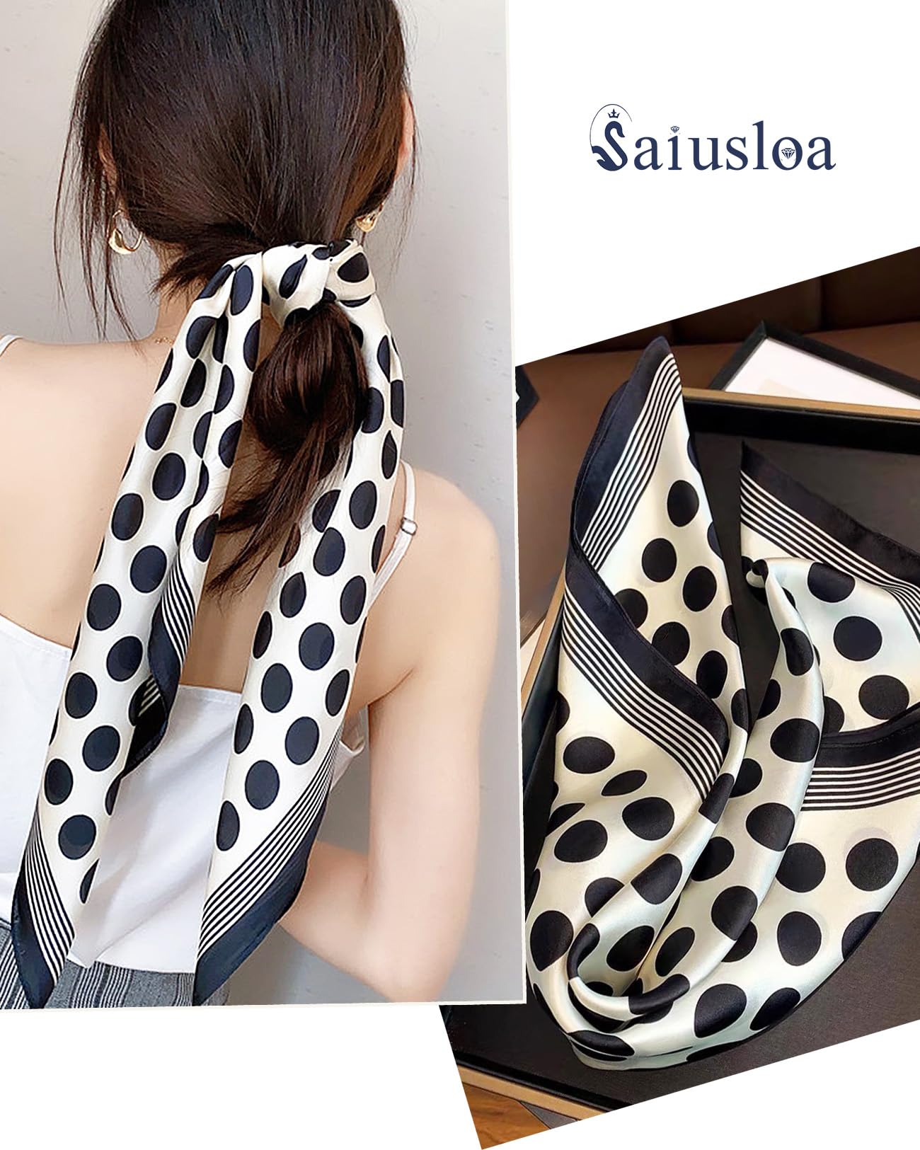 Saiusloa Neck Scarf For Womens Silky Head Scarves Hair Bandanas Square Scarf Fashion Accessories lightweight