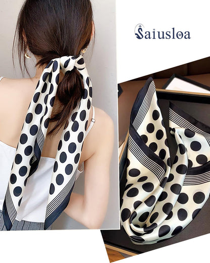 Saiusloa Neck Scarf For Womens Silky Head Scarves Hair Bandanas Square Scarf Fashion Accessories lightweight