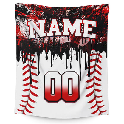 Kids Blanket Custom Baseball Blankets, Splashed Ink Throw Bed Travel