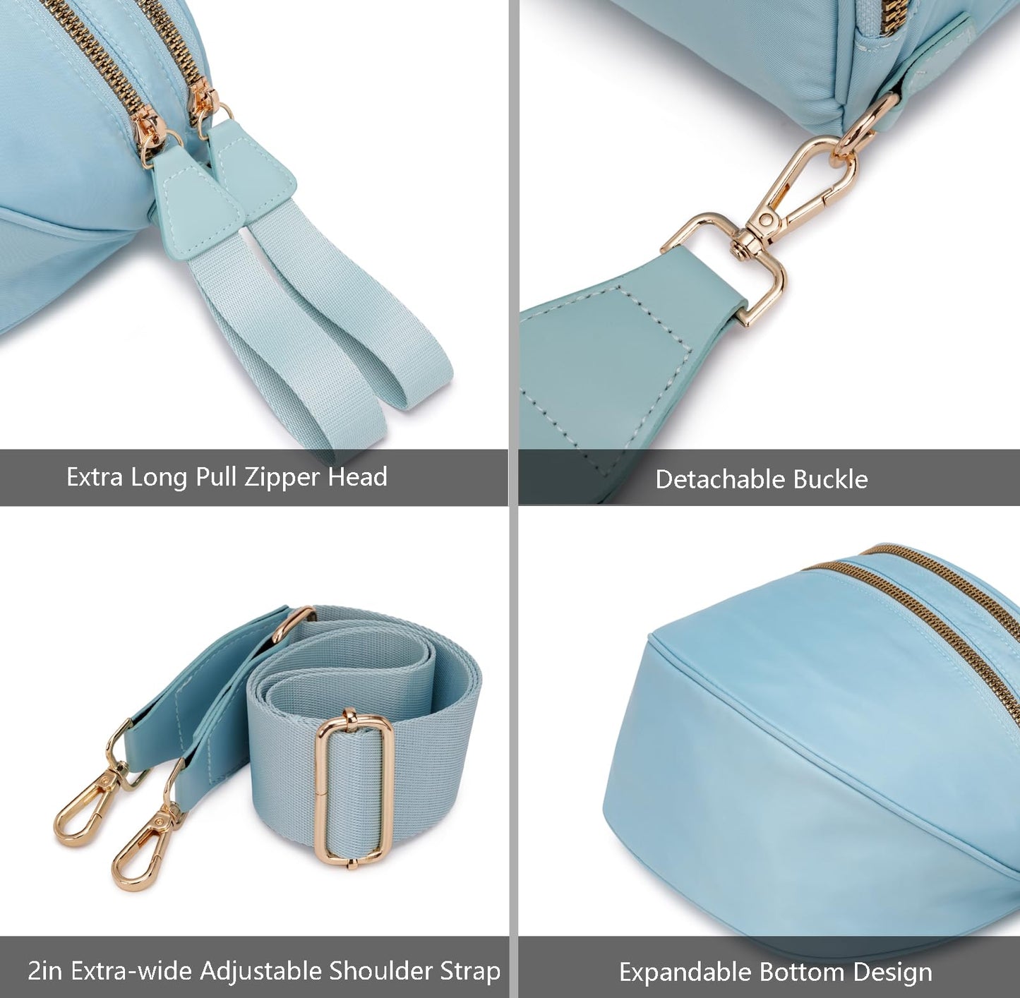 Pure Colour Crossbody Bum Bags for Women Spacious Checkered Cross body Bag Nylon Trendy Fanny Pack for Travel