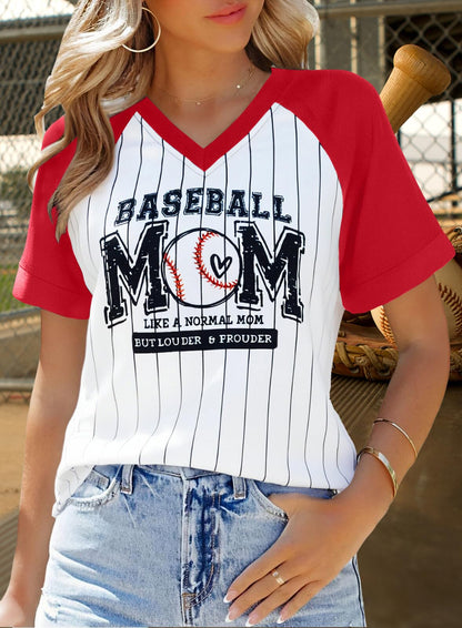 Baseball Mom Shirts for Women V Neck Baseball Stripe Outfits