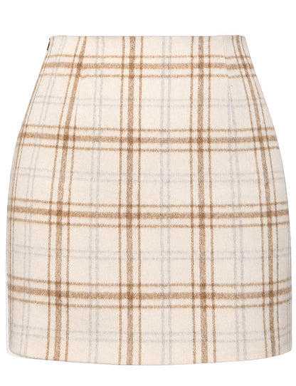 AURUZA Women's Plaid Pencil Mini Skirt
