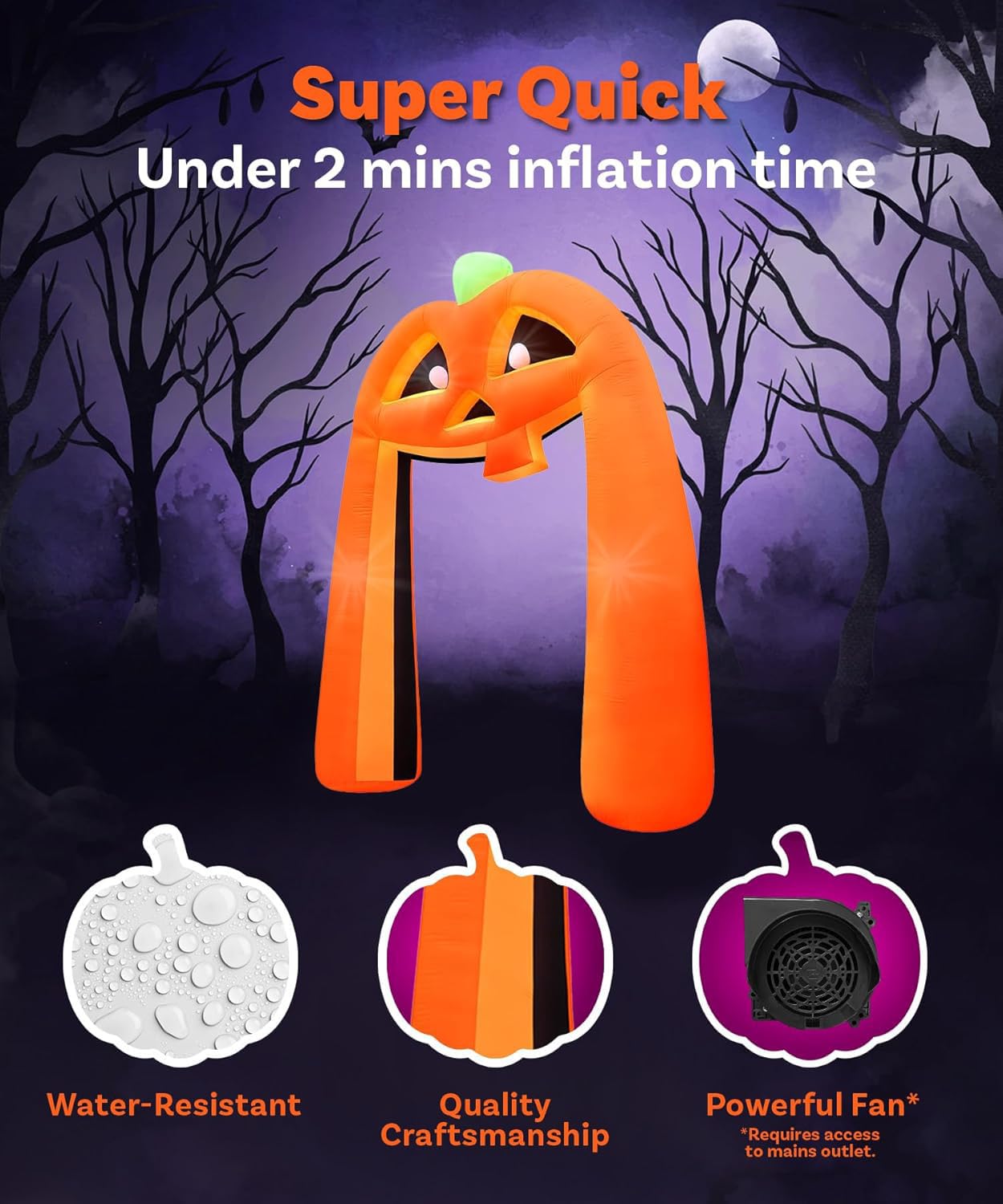 12FT Giant Halloween Inflatable Pumpkin, Blow up Halloween Decoration Built-in 6 LED and Flashing Light for Halloween Decoration Outdoor Indoor Home Party Supplies Halloween Lawn Decor