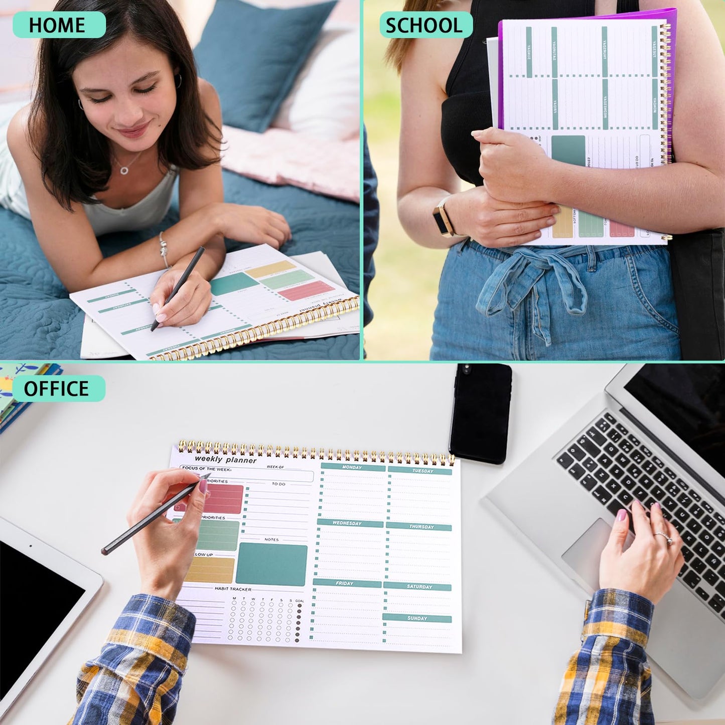 Thboxes Weekly Desk Planner, 8.5x11 In To Do List Notepad, 52 Sheets, Pink | Productivity Organizer, Work from Home Essentials, Undated Tear Off Pages, Office, College, School, Student and Teacher Gifts
